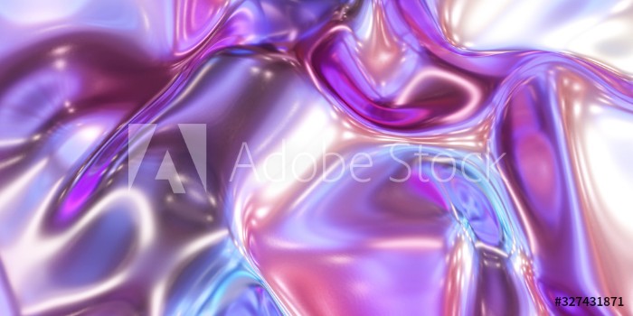 Bild på Glossy metal neon pink and blue fluid glossy mirror water effect background backdrop texture 3d render illustration